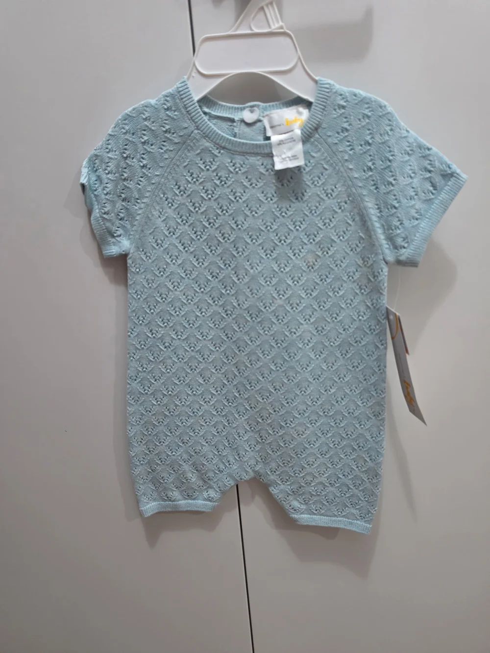 Light Blue Knit Baby Romper
